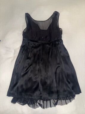 Alice and Olivia Black Chiffon Overlay Dress with Sequined Bust
